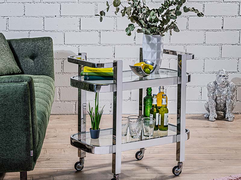 Kare Design Servierwagen Emilia - Goldener Barwagen Mit Glasplatten Für Stylisches Entertainment