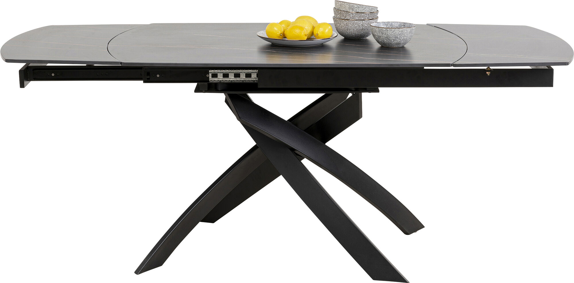 Ausziehtisch Twist Schwarz 120(30+30)x90cm – Grafik-1.