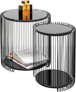 Beistelltisch Wire Double Schwarz (2/Set) – Grafik-1.