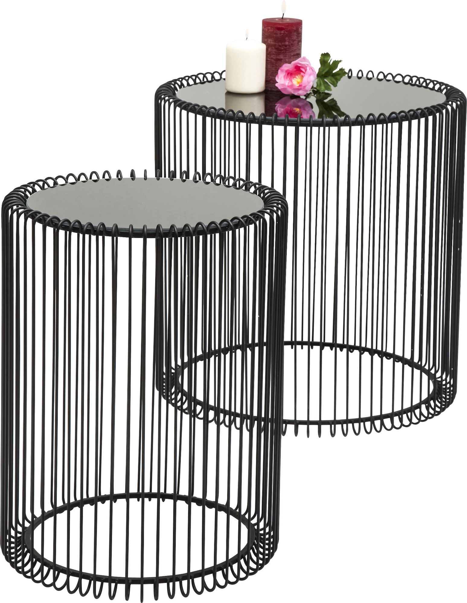 Beistelltisch Wire Schwarz Ø44cm (2/Set)