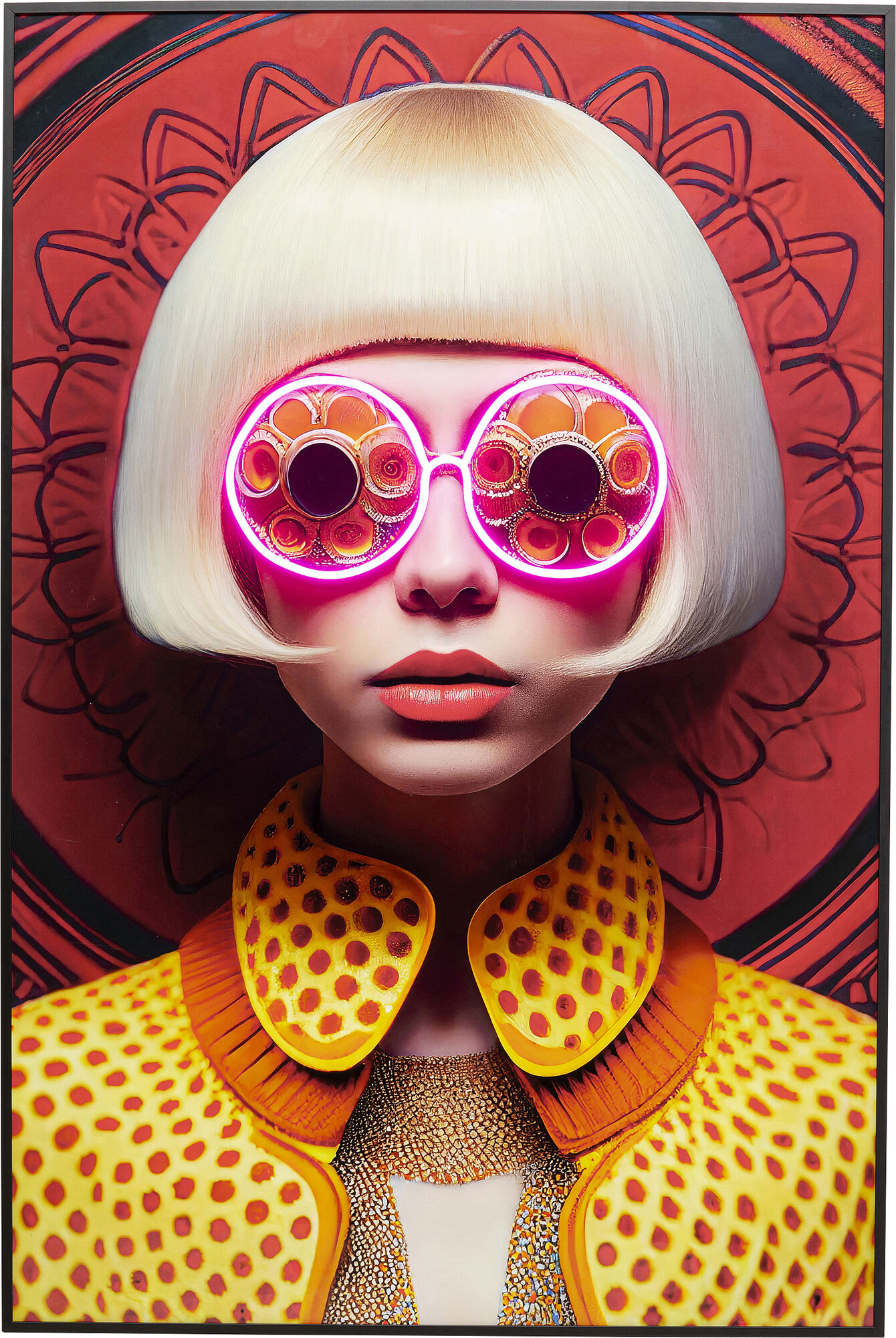 Gerahmtes Bild LED Fancy Blonde Lady 120x80cm – Grafik-1.