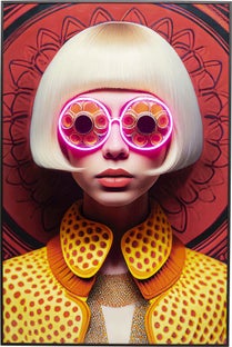 Gerahmtes Bild LED Fancy Blonde Lady 120x80cm - Einzelstück – Grafik-1.