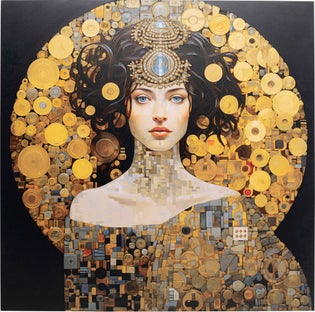Bild Glas Art Nouveau Lady 3D 120x120cm – Grafik-1.