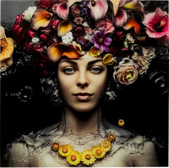 Produkt: Bild Glas Flower Art Lady 120x120cm.