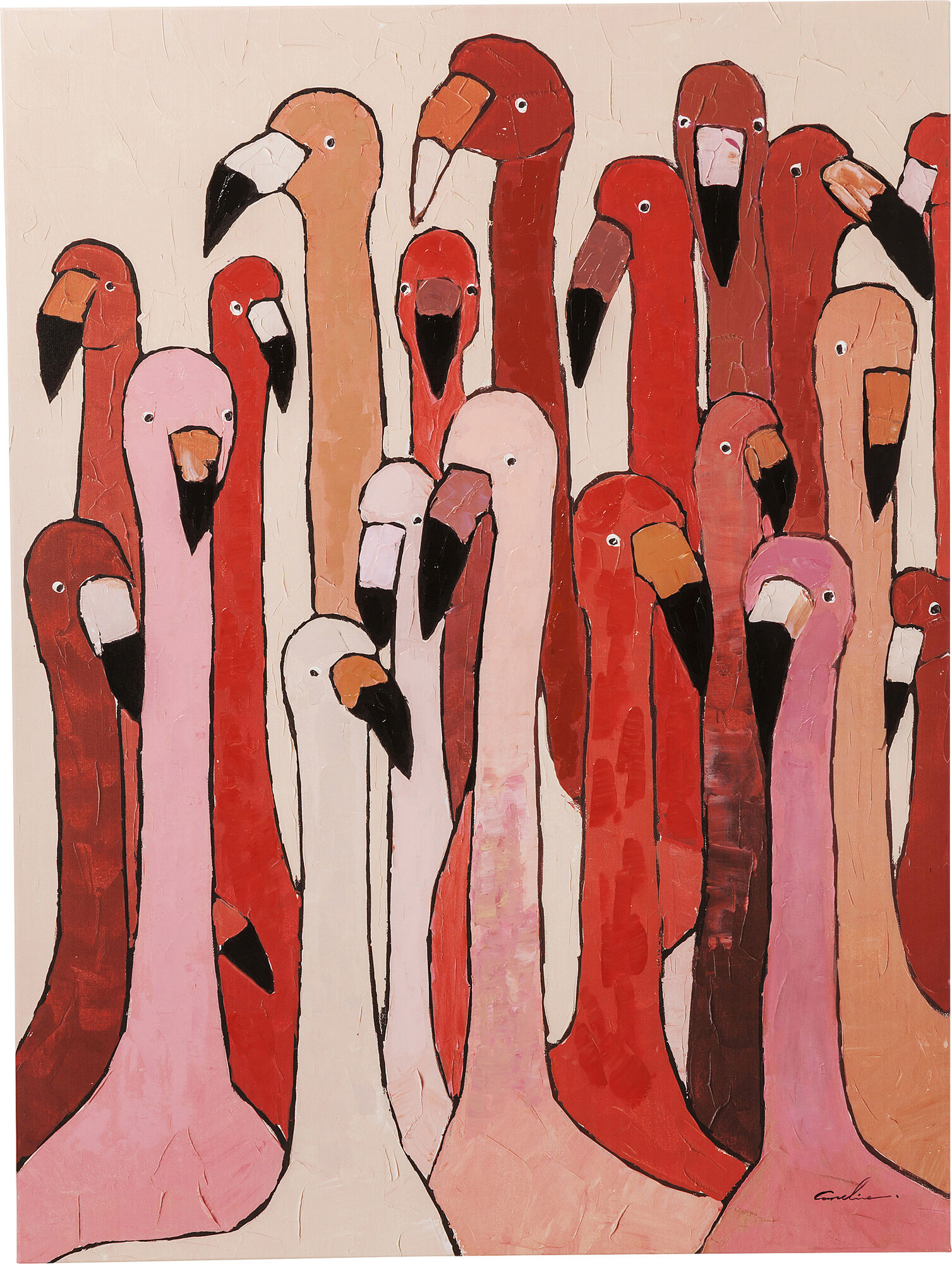 絵画 Picture Touched Flamingo Meeting 120x90 Bild Touched Flamingo Meeting 90x120cm - KARE Online GmbH