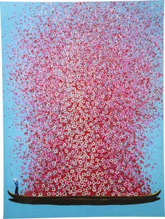Bild Touched Flower Boat Blau Pink 120x160cm – Grafik-1.