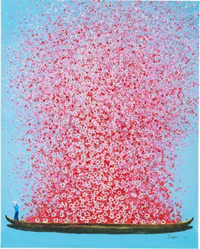Produkt: Bild Touched Flower Boat Blau Pink 80x100cm.