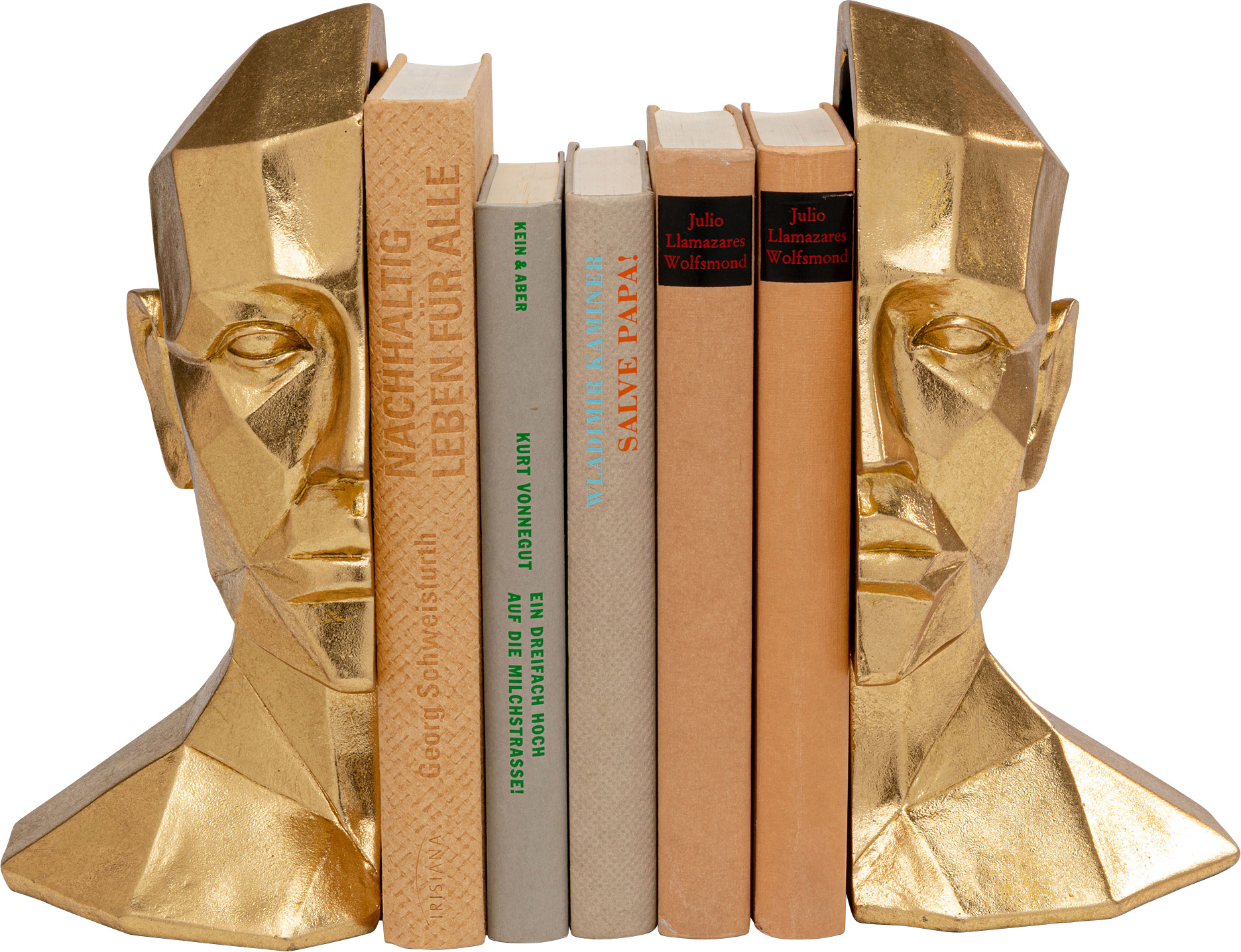 Buchstütze Wohnaccessoire 2er Set Kopf Motiv Poliresin Figur Gold Kare Design - Image 4