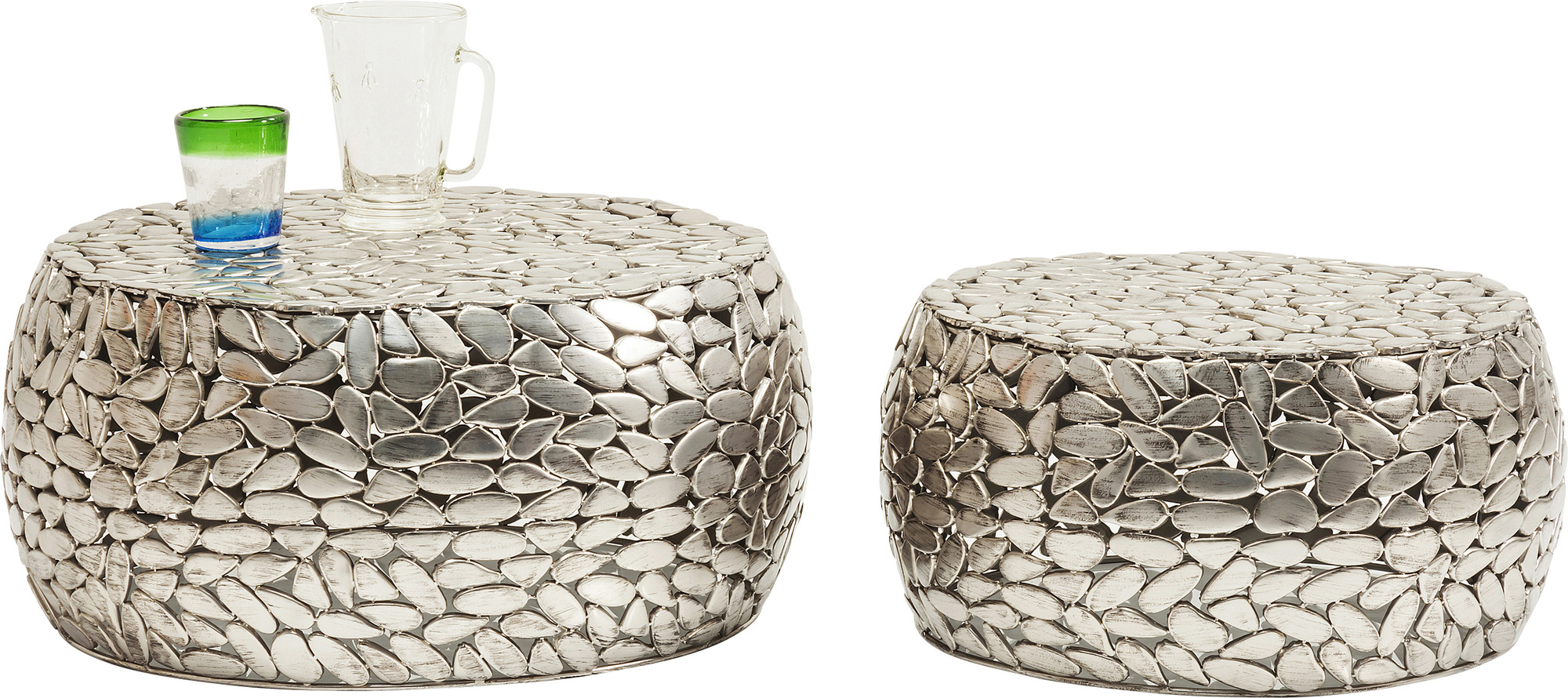 Couchtisch Pebbles Deluxe Silber (2/Set)