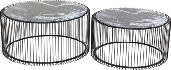 Couchtisch Wire Glas Marble Schwarz (2/Set) – Grafik-1.