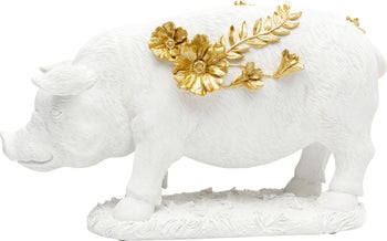 Deko Figur Flower Pig Weiß 21cm – Grafik-1.