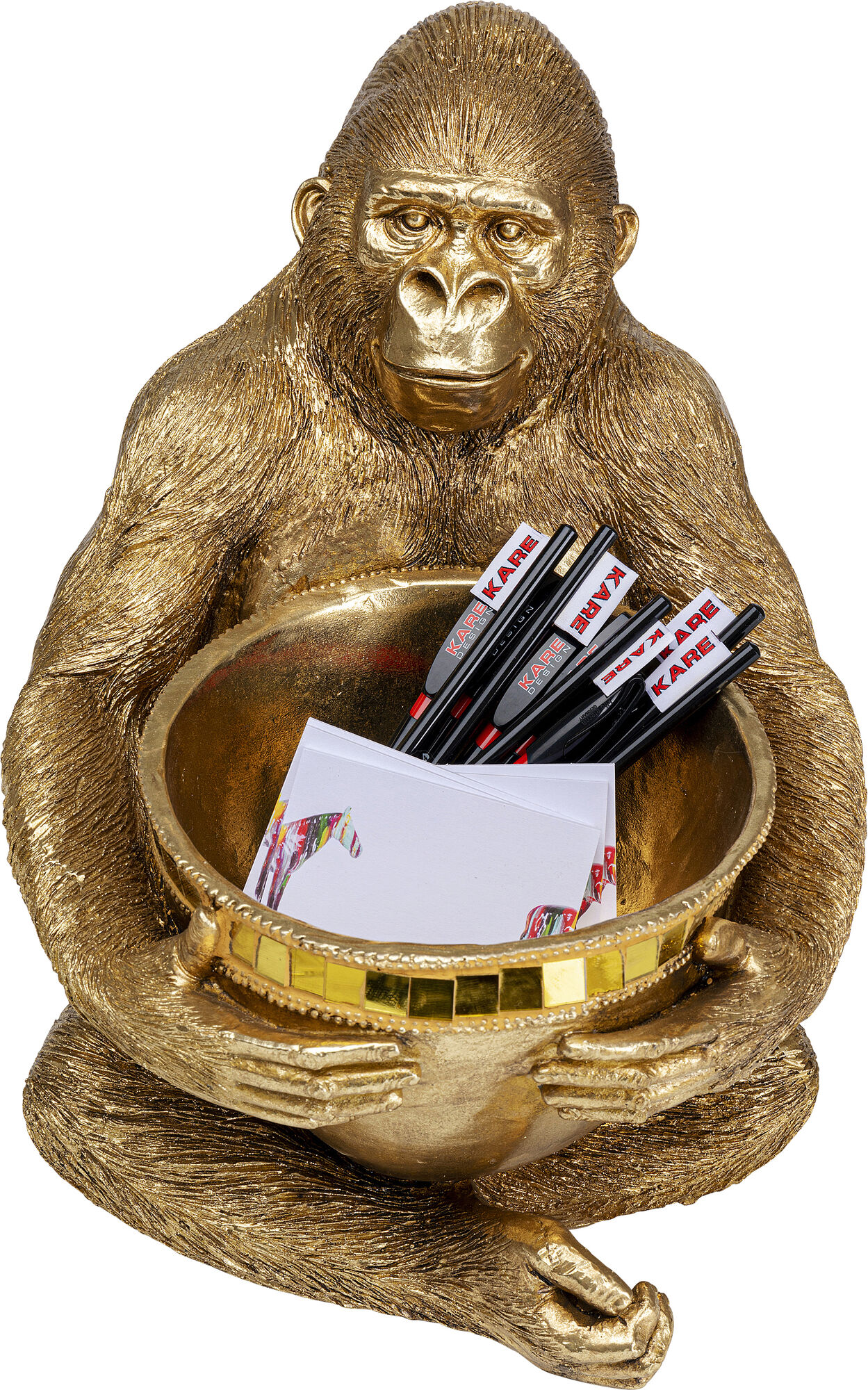 Deko Figur Gorilla Holding Bowl Gold 41cm – Grafik-1.