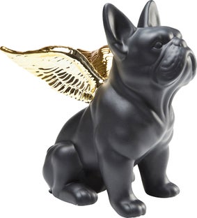 Deko Figur Sitting Angel Dog Gold-Schwarz – Grafik-1.