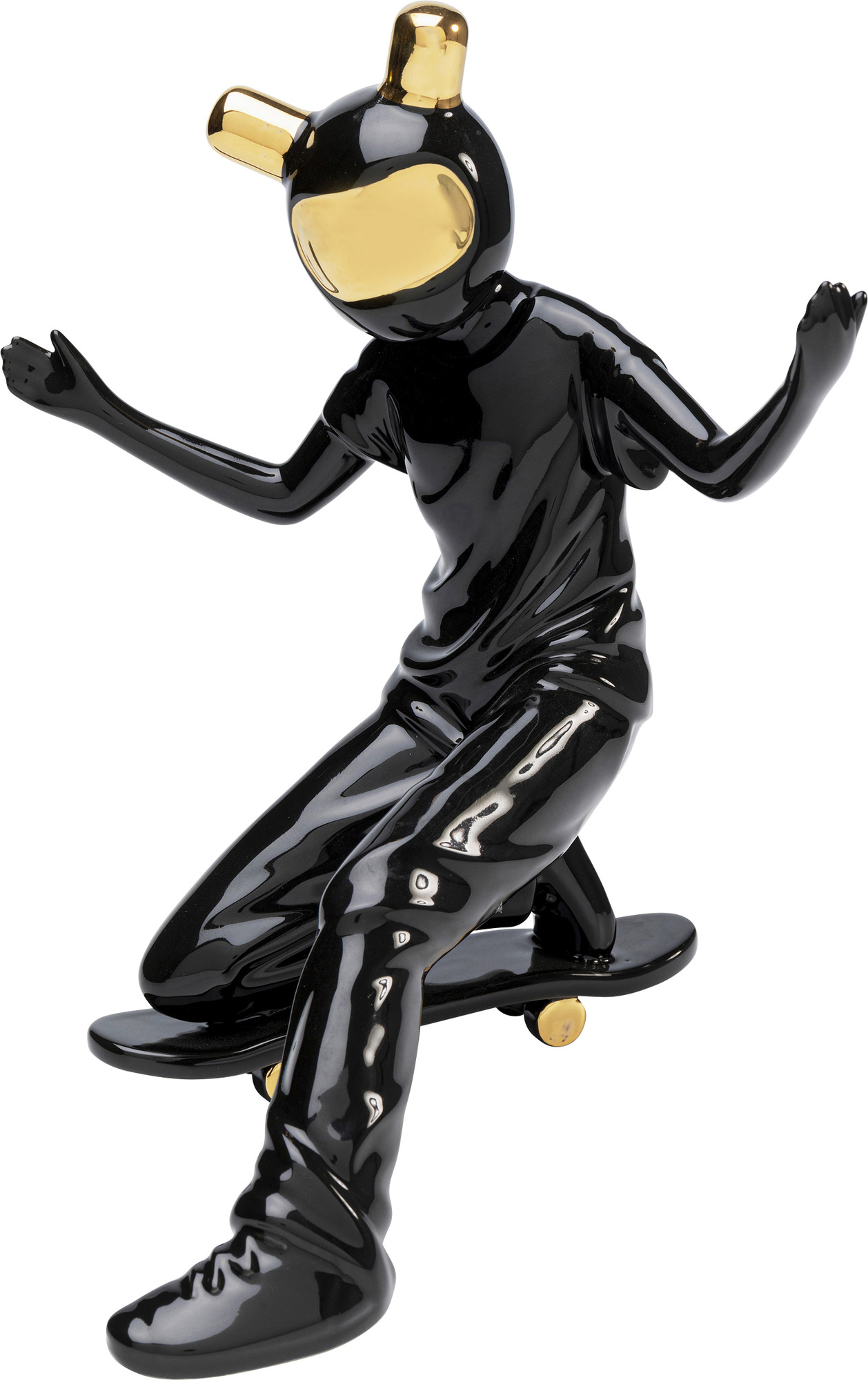 Deko Figur Skating Astronaut Schwarz 21cm
