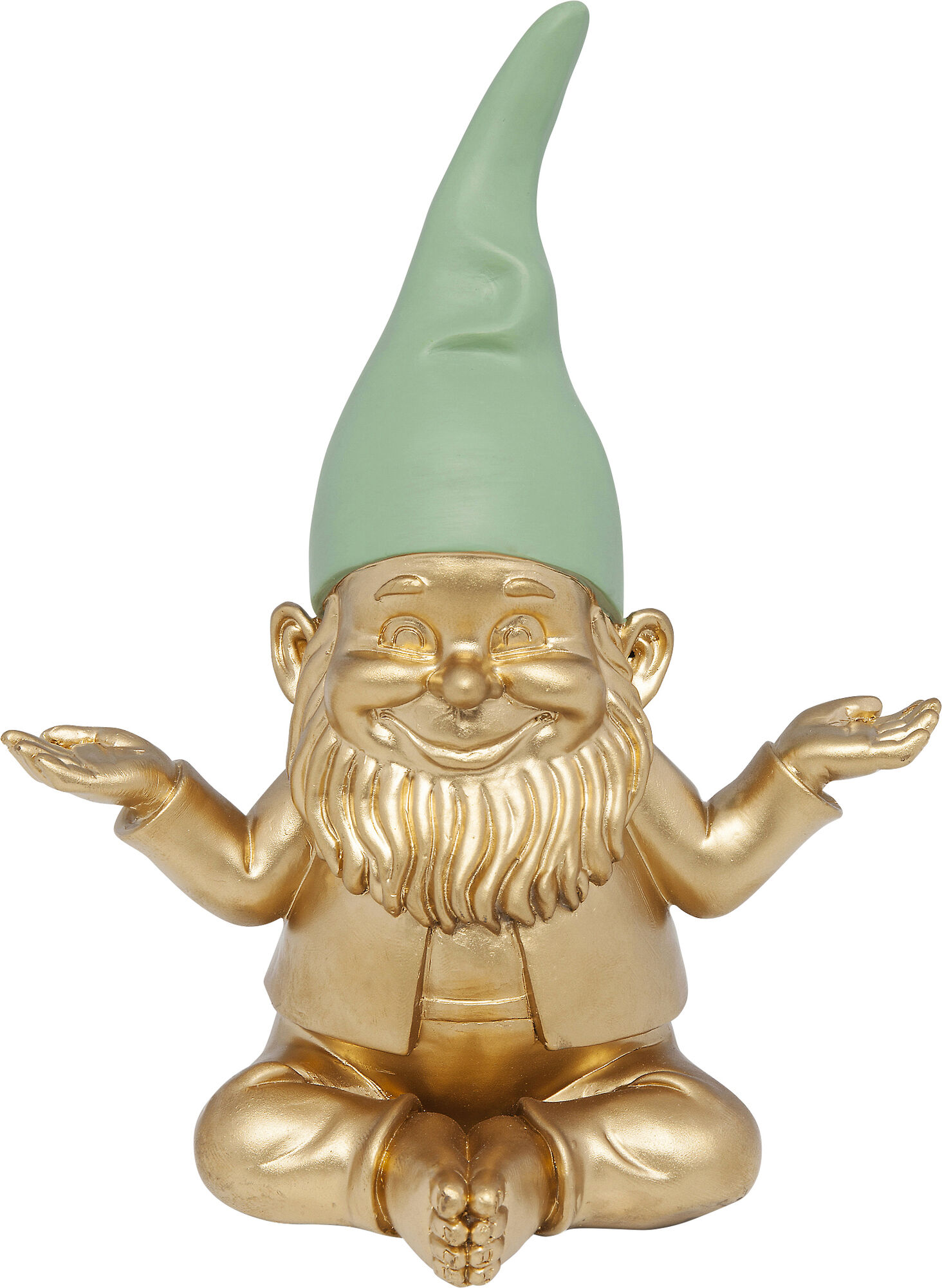 Deko Figur Zwerg Meditation Gold Grün 19cm – Grafik-1.