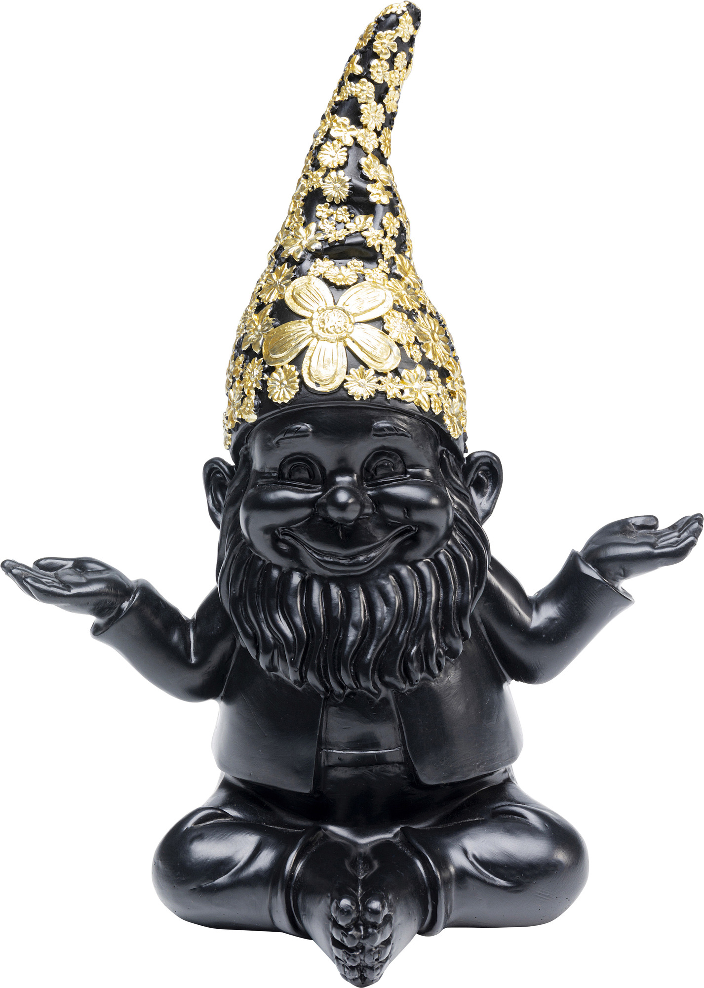 Deko Figur Zwerg Meditation Schwarz Gold 19cm