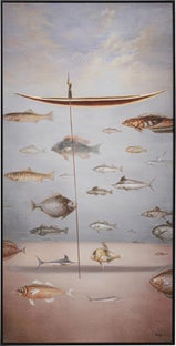 Gerahmtes Bild Cloud Fisherman Boat 60x120cm – Grafik-1.