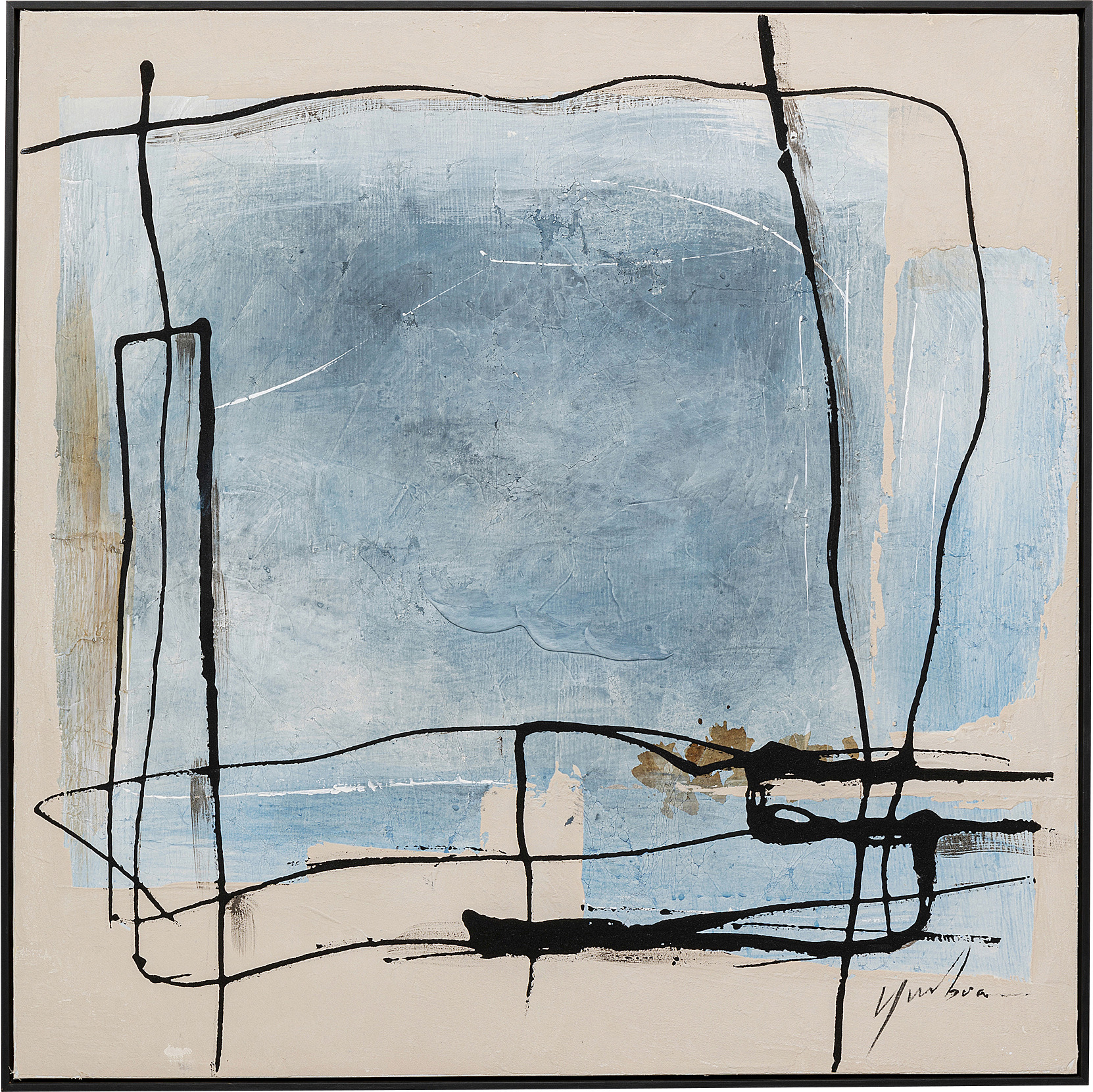 Gerahmtes Bild Dust Blau 100x100cm – Grafik-1.