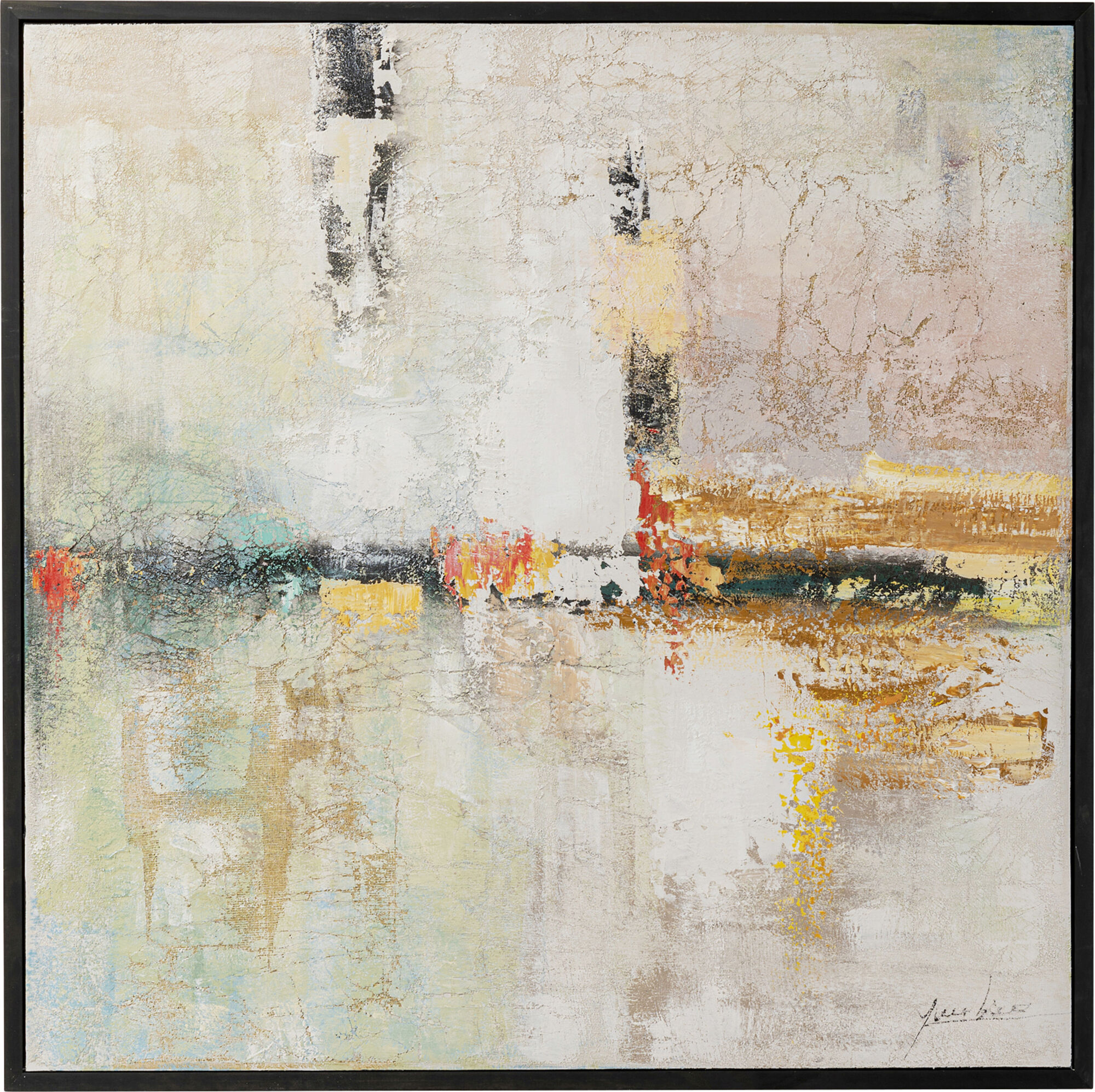 Gerahmtes Bild Dust Gold 120x120cm – Grafik-1.