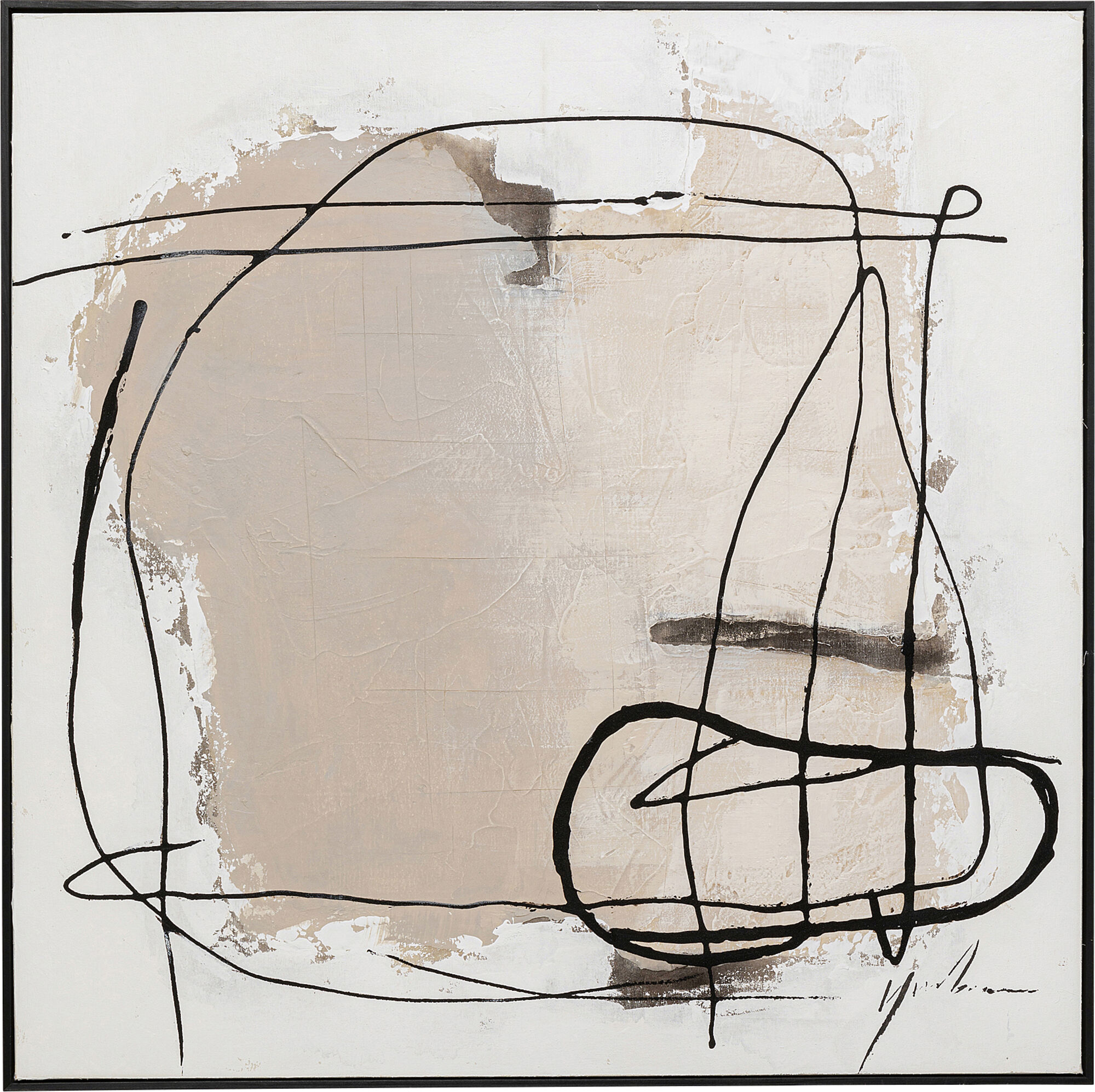 Gerahmtes Bild Dust Grau 100x100cm - Einzelstück – Grafik-1.