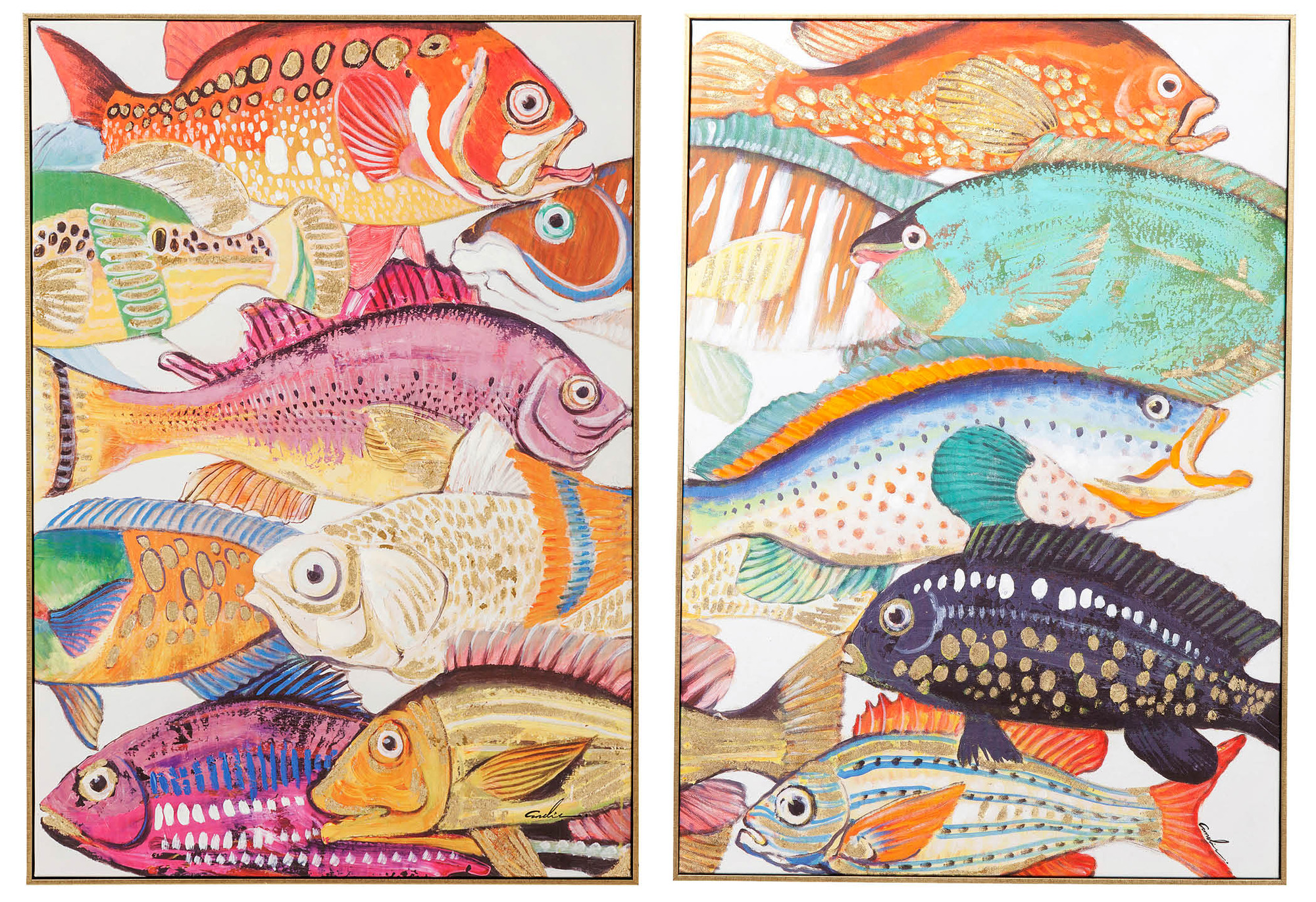Gerahmtes Bild Fish Meeting One (2/Set)
