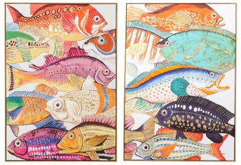 Gerahmtes Bild Fish Meeting One (2/Set) – Grafik-1.