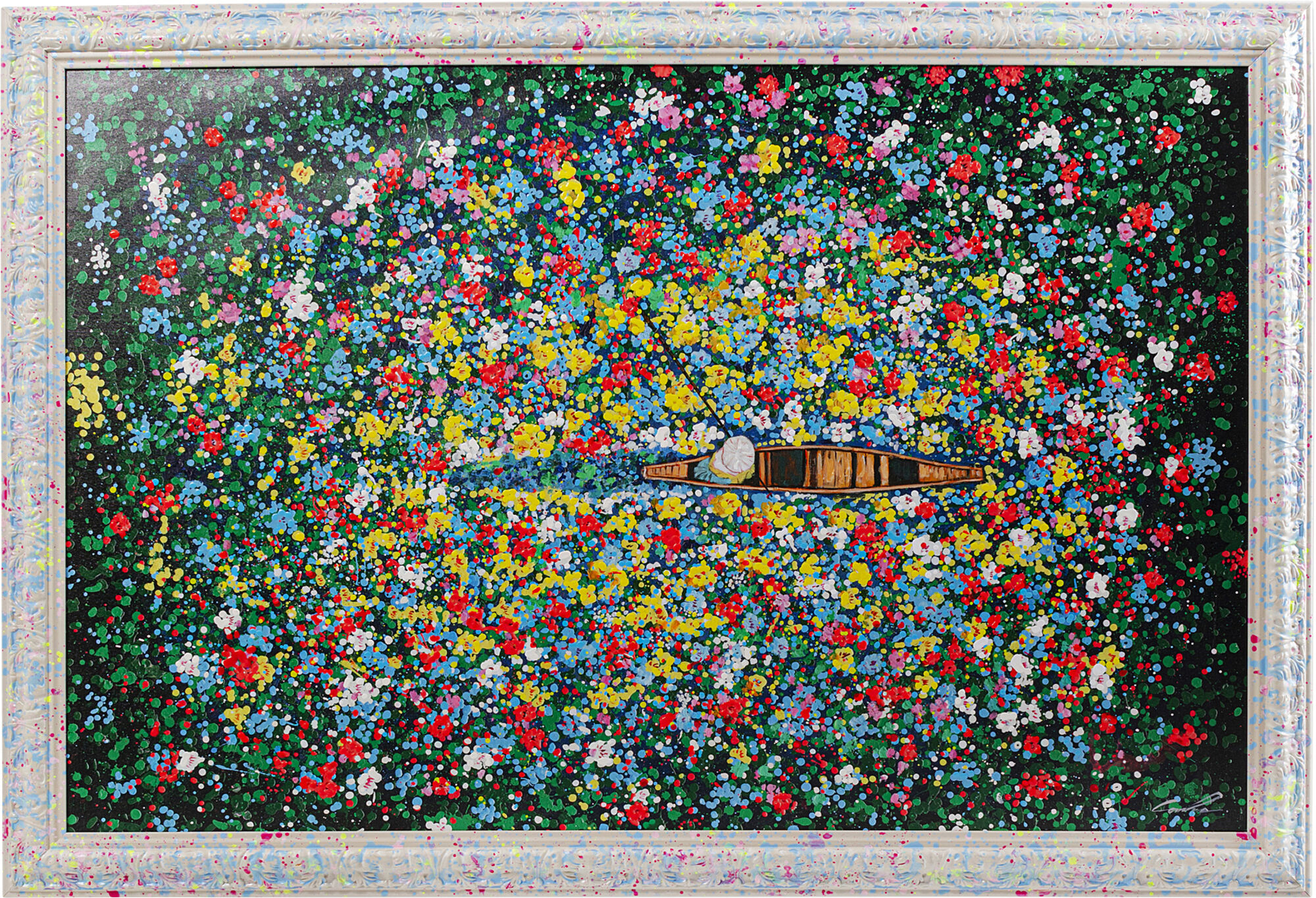 Gerahmtes Bild Floating Flower Market 150x100cm - Einzelstück – Grafik-1.