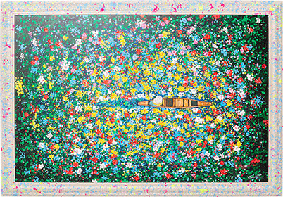 Gerahmtes Bild Floating Flower Market 150x100cm