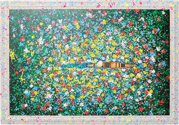 Gerahmtes Bild Floating Flower Market 150x100cm – Grafik-1.