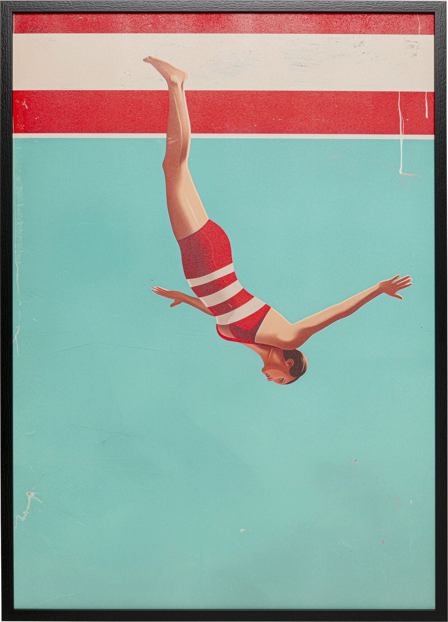 Gerahmtes Bild Jumping Girl Down 103x73cm – Grafik-1.