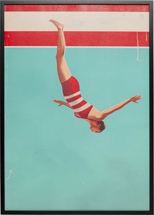 Gerahmtes Bild Jumping Girl Down 103x73cm - Einzelstück – Grafik-1.
