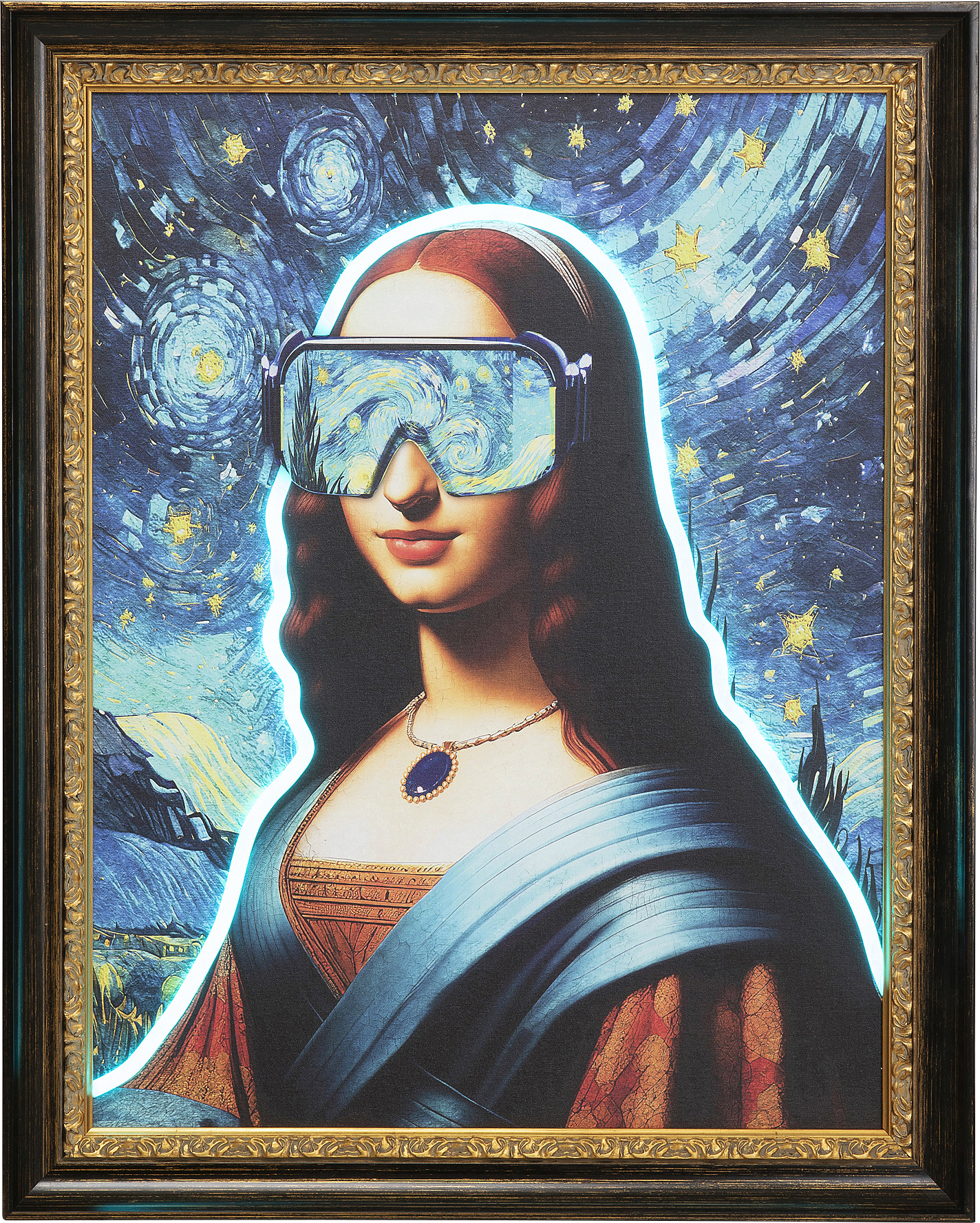 Gerahmtes Bild LED Art Lady 80x100cm