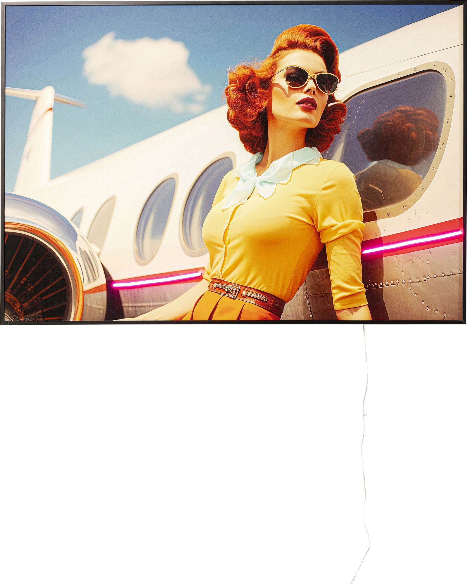 Gerahmtes Bild LED Jetset Lean Lady 120x80cm – Grafik-1.