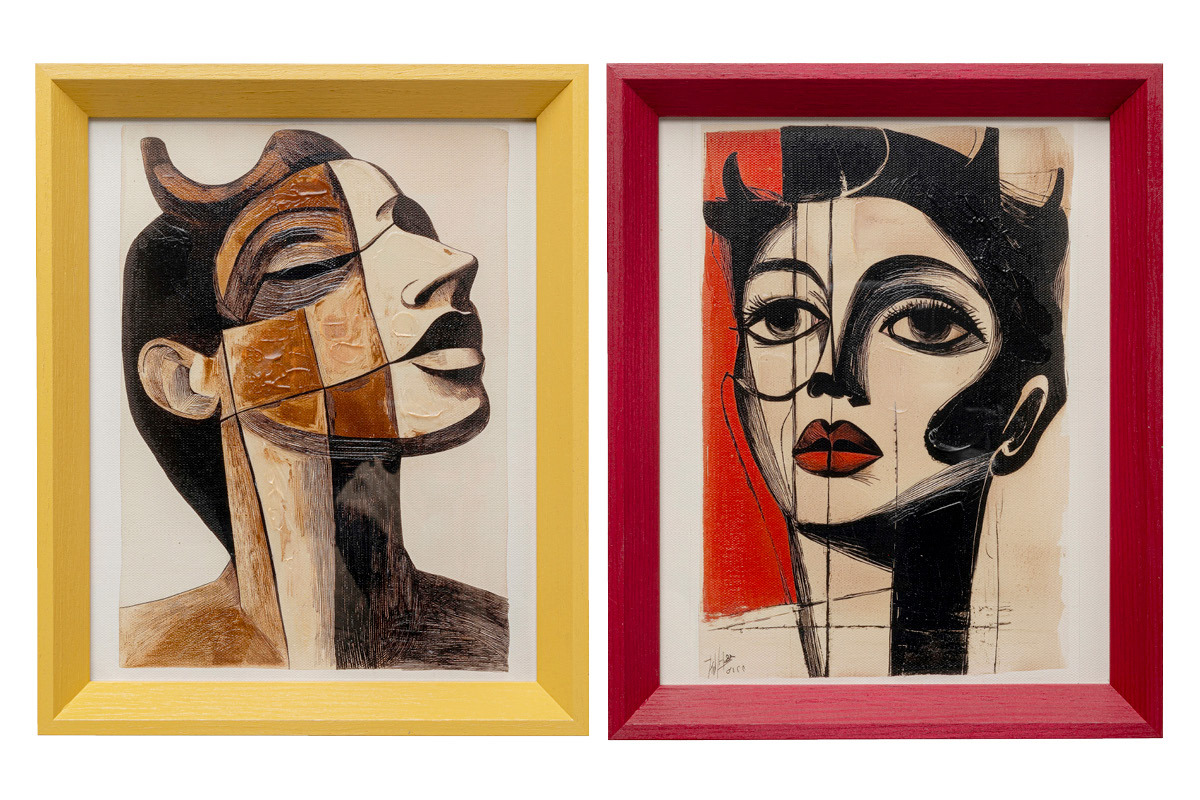 Gerahmtes Bild Portrait Modern 22x27cm (2/Set)