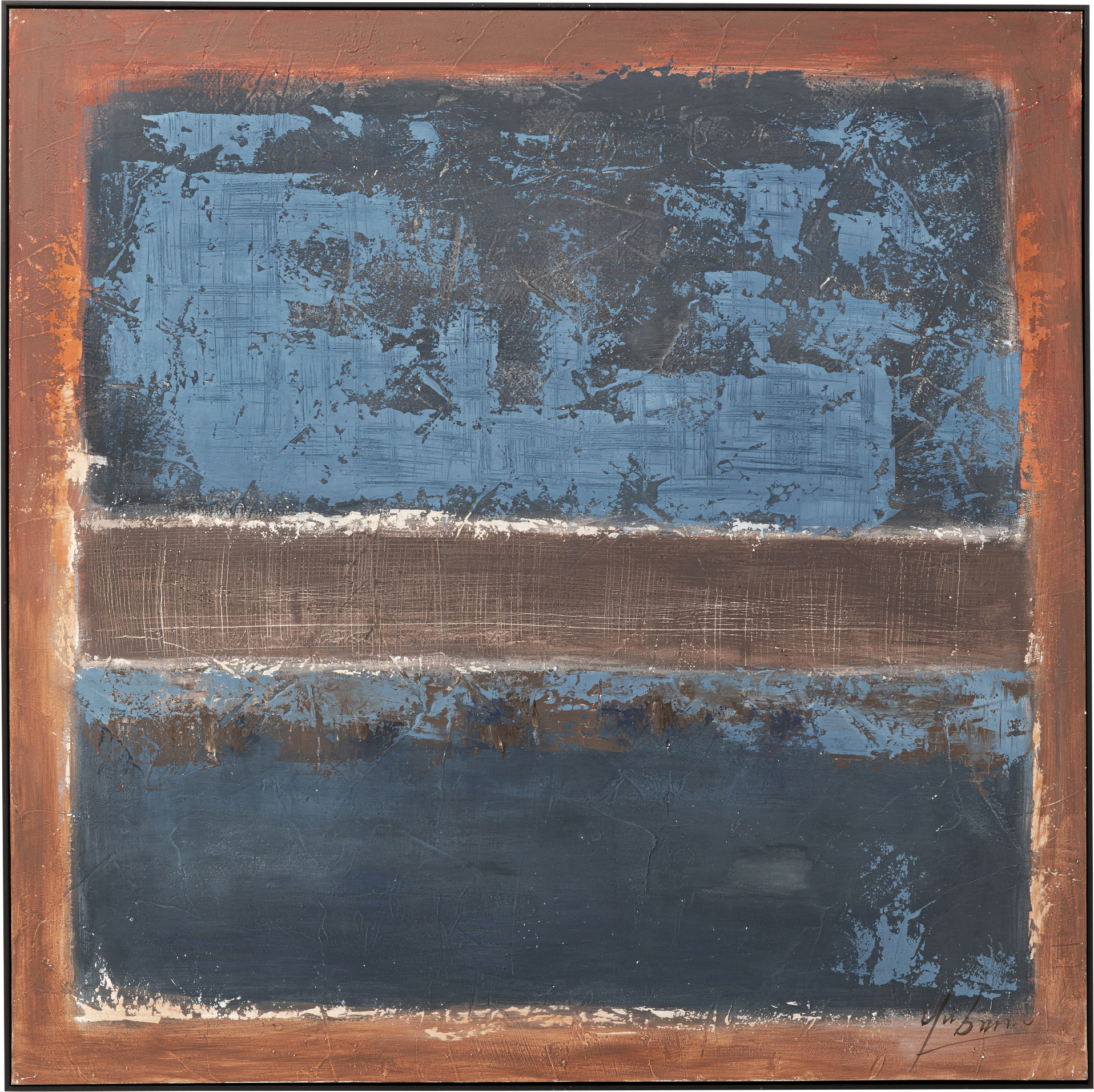 Gerahmtes Bild Silence Blau 120x120cm