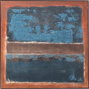 Gerahmtes Bild Silence Blau 120x120cm – Grafik-1.