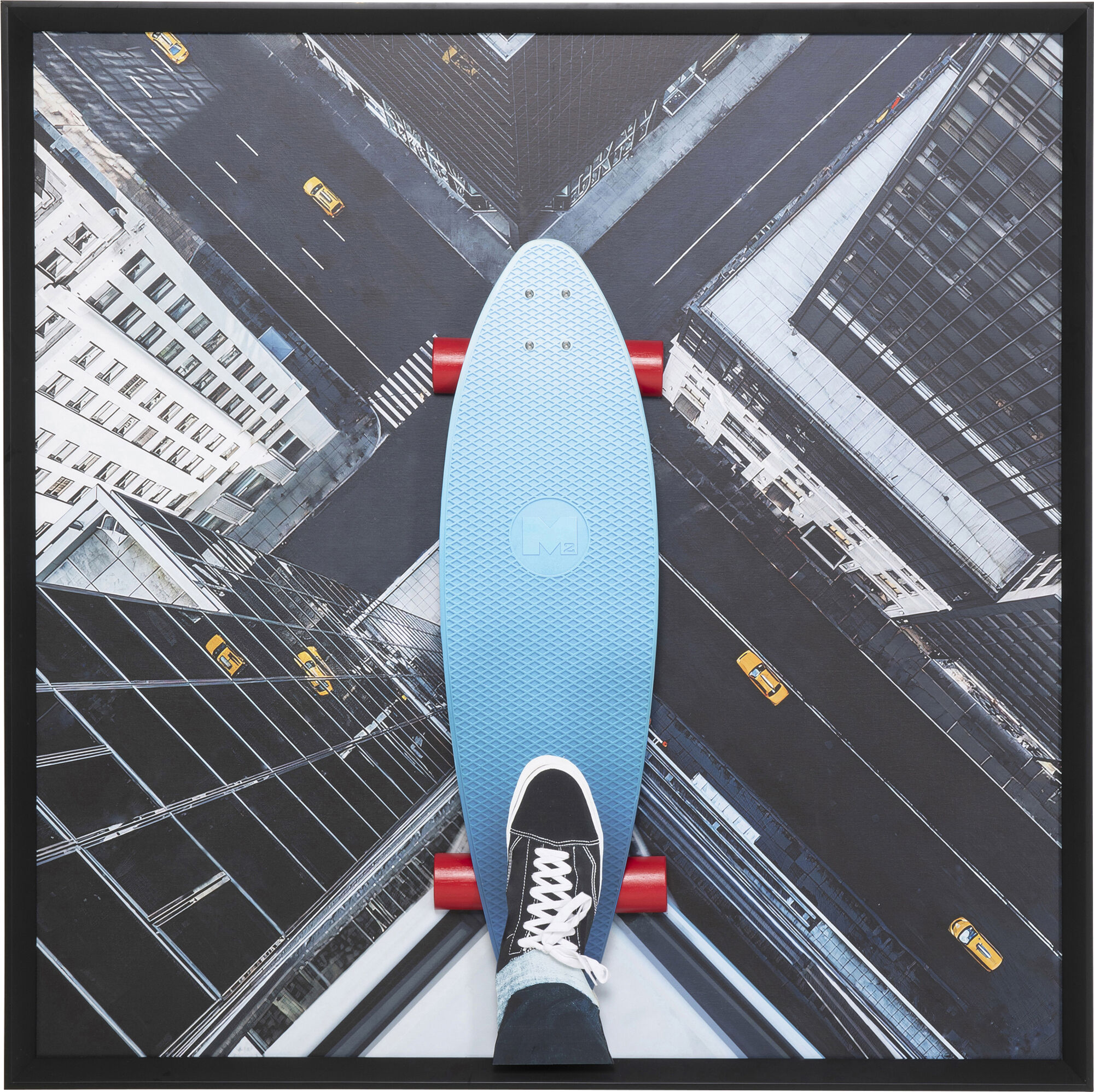 Gerahmtes Bild Skyline Skater 149x149cm - Einzelstück – Grafik-1.