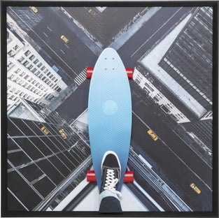 Gerahmtes Bild Skyline Skater 149x149cm - Einzelstück – Grafik-1.