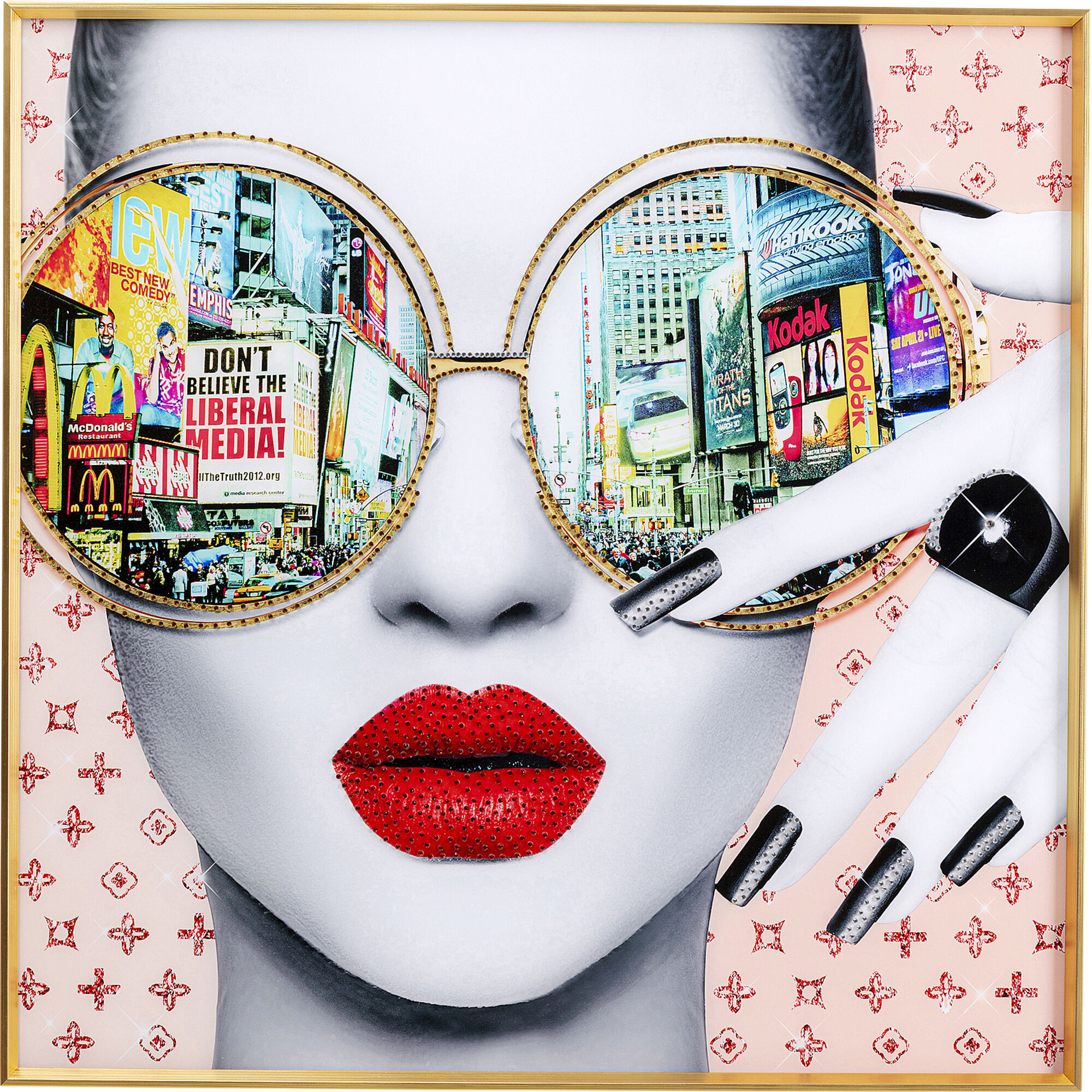 Gerahmtes Bild Times Square View 120x120cm – Grafik-1.