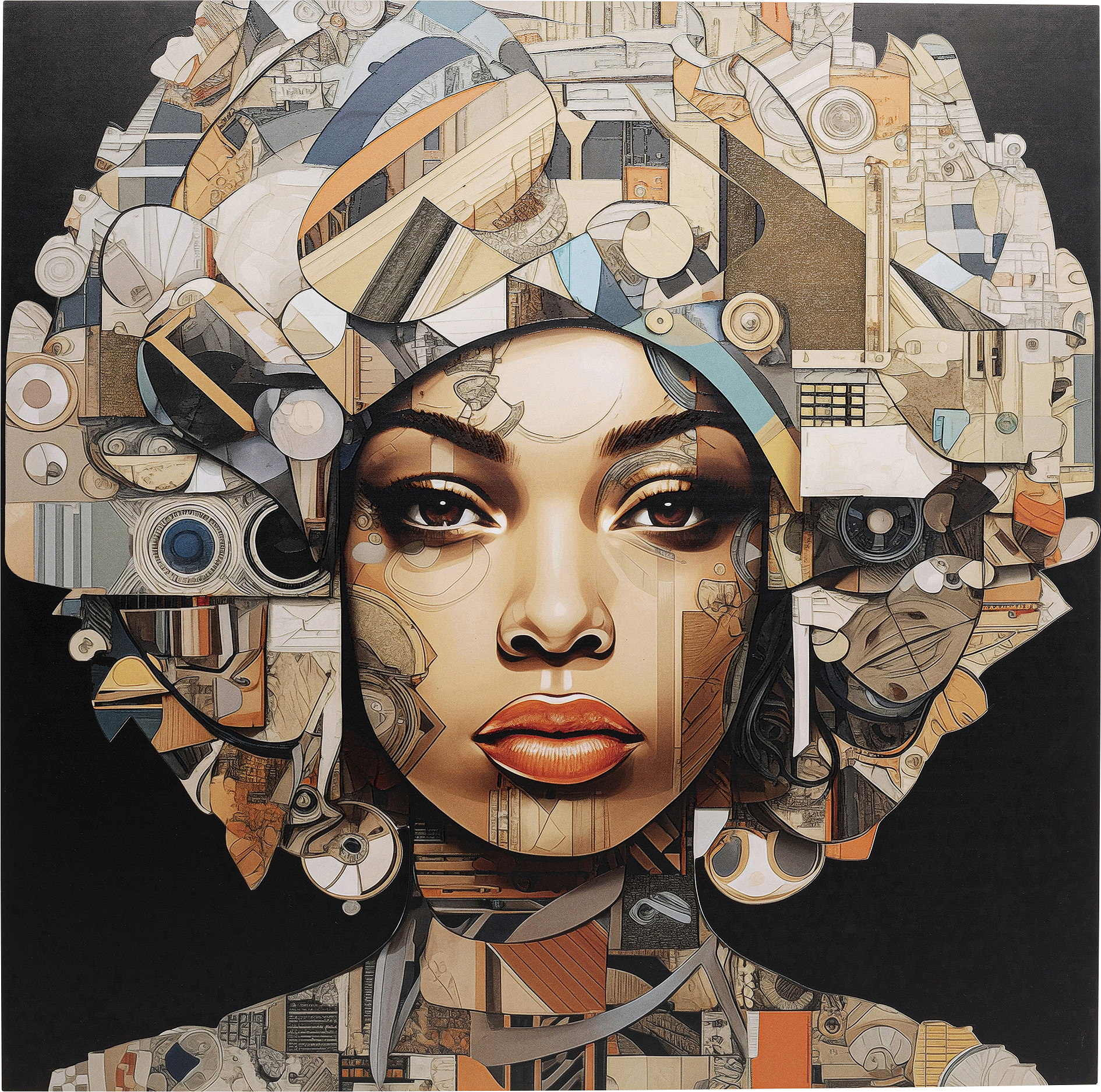 Glasbild 3D Art Geo Woman 80x80cm