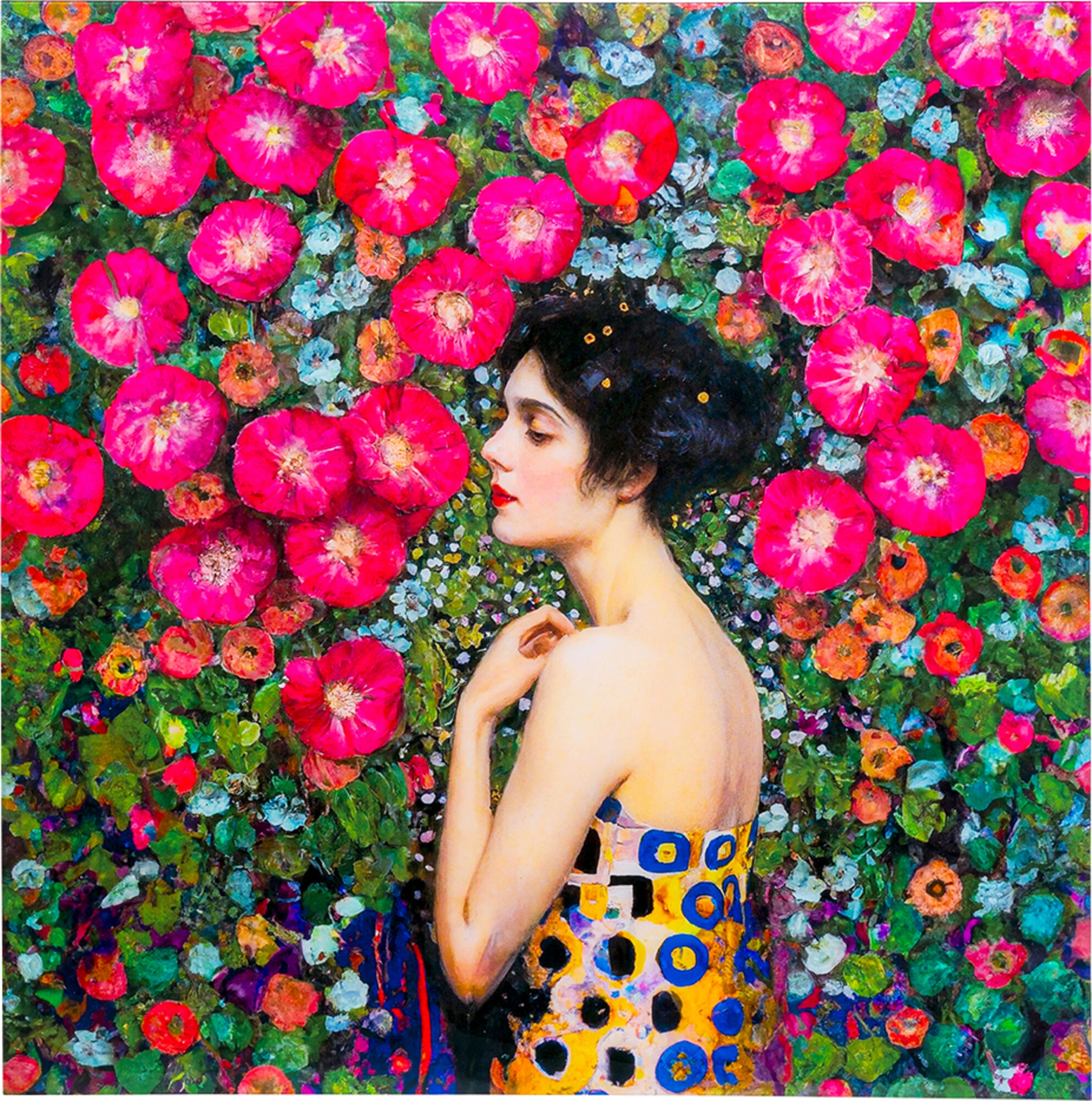 Glasbild Art Nouveau Fleur 120x120cm – Grafik-1.
