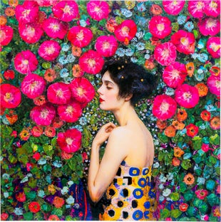 Glasbild Art Nouveau Fleur 120x120cm – Grafik-1.
