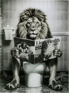 Glasbild Bath Lion 60x80cm – Grafik-1.