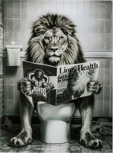 Glasbild Bath Lion 60x80cm – Grafik-1.