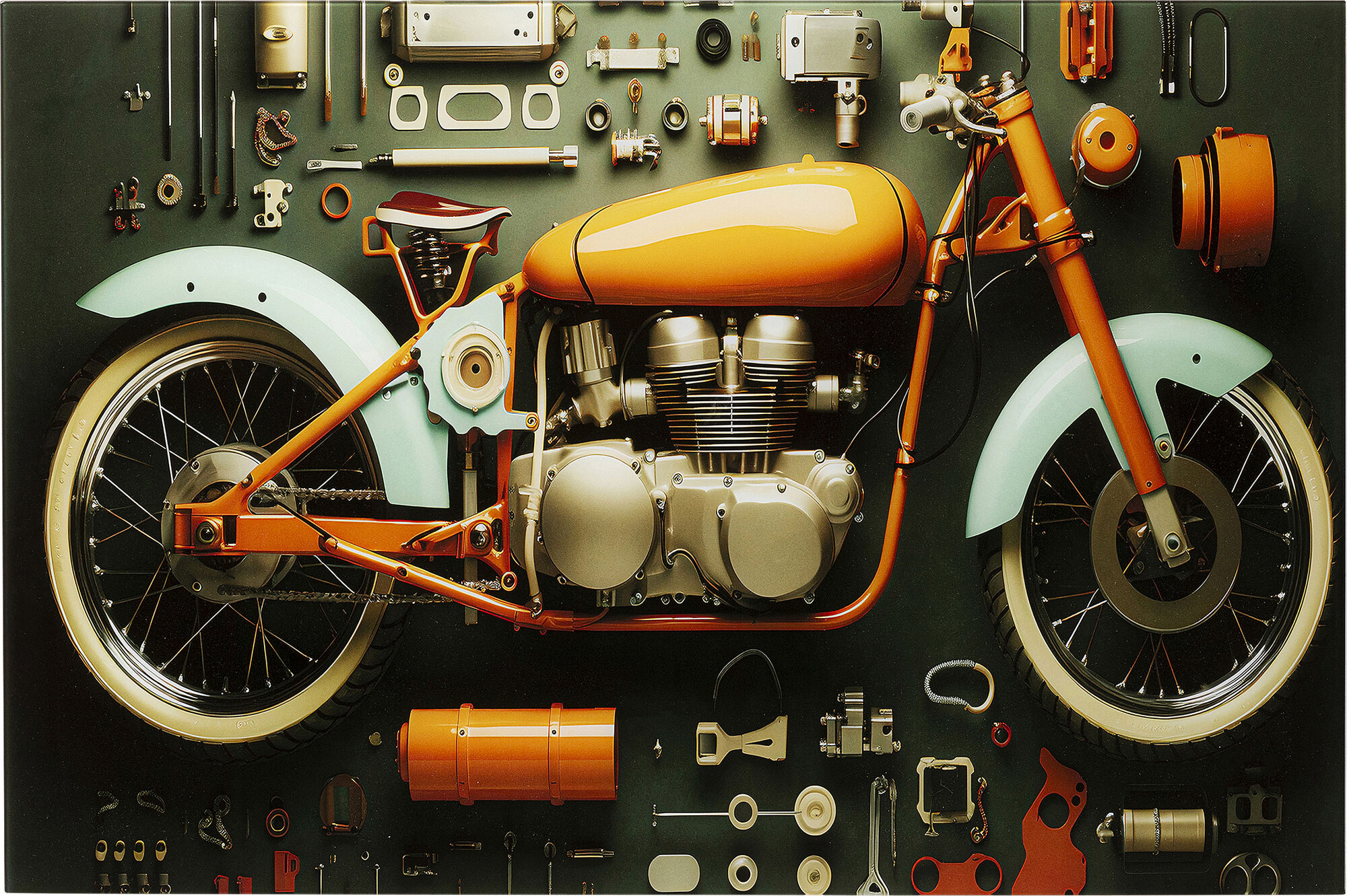 Glasbild Garage Motorbike 60x80cm – Grafik-1.