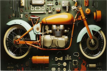 Glasbild Garage Motorbike 60x80cm – Grafik-1.