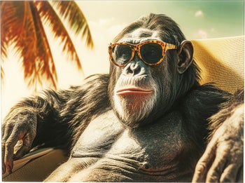 Glasbild Holiday Monkey 80x60cm – Grafik-1.
