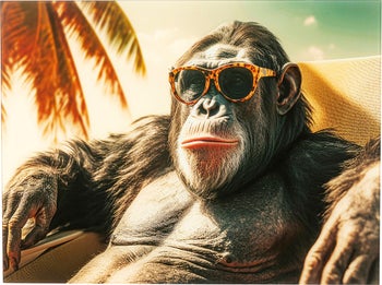 Glasbild Holiday Monkey 80x60cm – Grafik-1.