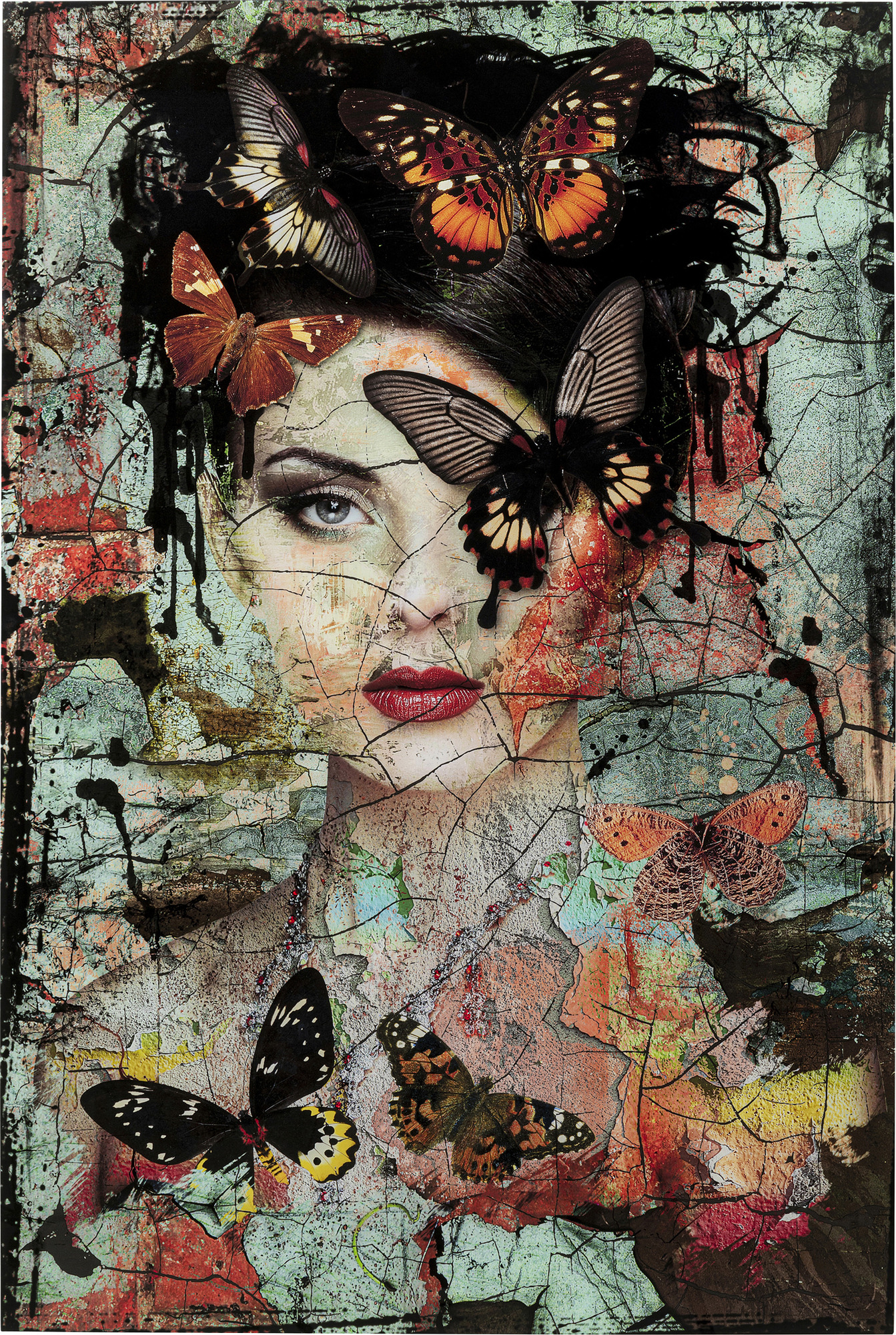 Glasbild Lady Butterfly 100x150cm