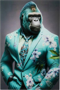 Glasbild Mister Gorilla Blau 60x90cm – Grafik-1.
